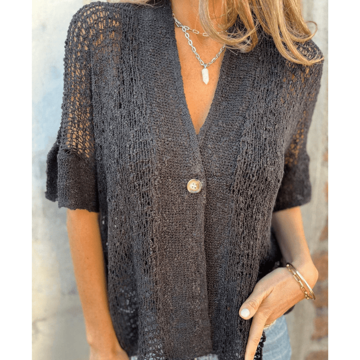 Annie | Haut Texturé Léger pour Femmes | Manches Courtes - Looksy
