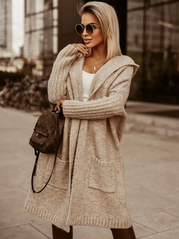 Odette long gilet à capuche femme doux et chaud