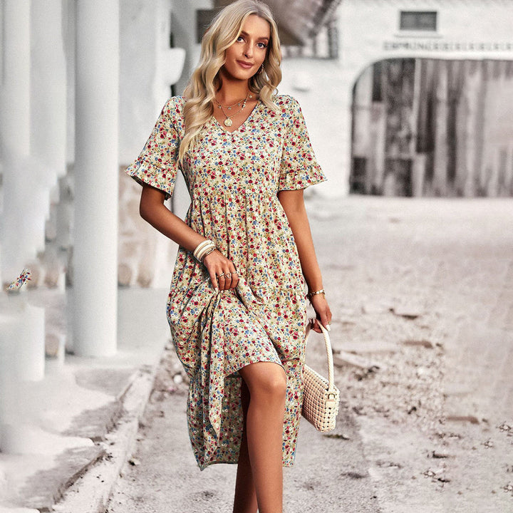 Robe Longue Bohème Fleurie | Fluide, Élégante & Confort