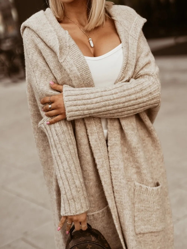 Odette long gilet à capuche femme doux et chaud
