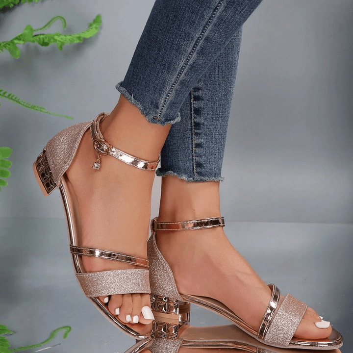 Asa | Sandales Élégantes Femme avec Bride Cheville & Finition Brillante | Talons - Looksy