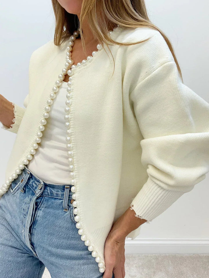 Cardigan Maille Élégant Femme - Doux Confortable Détails Perlés