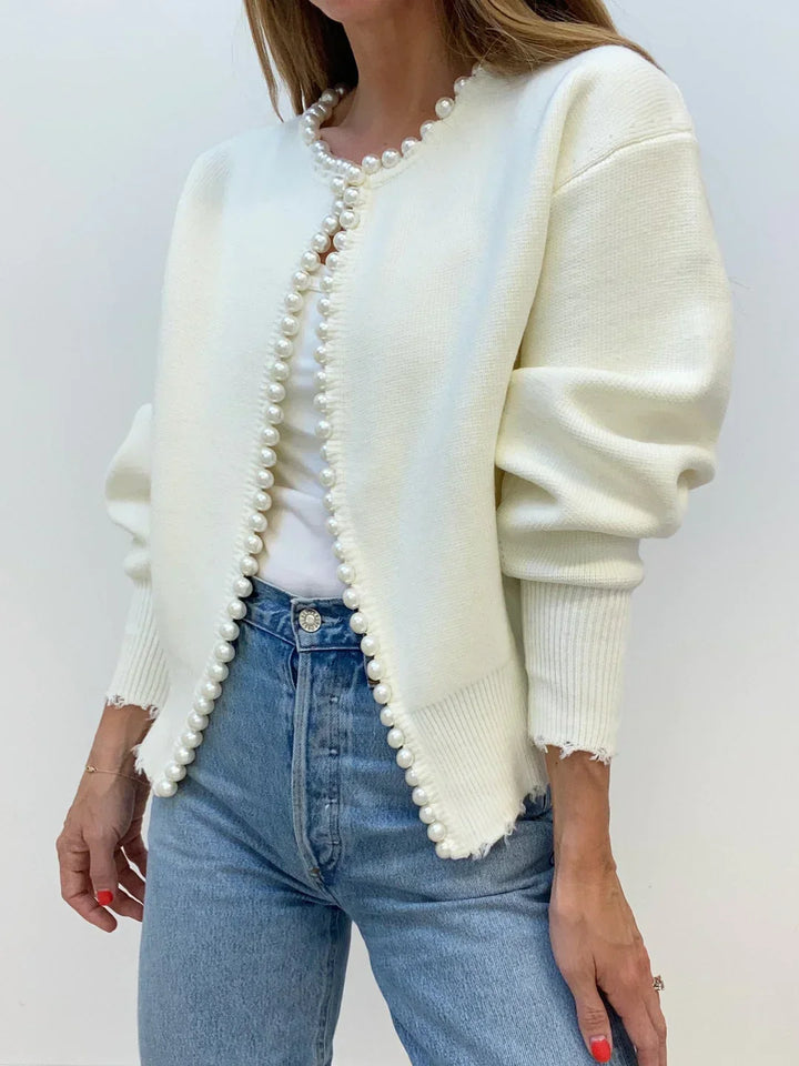 Cardigan Maille Élégant Femme - Doux Confortable Détails Perlés