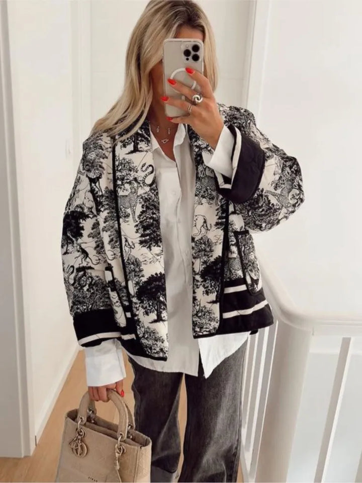 Blouson Oversize Imprimé Artistique | Style Urbain & Allure Mode