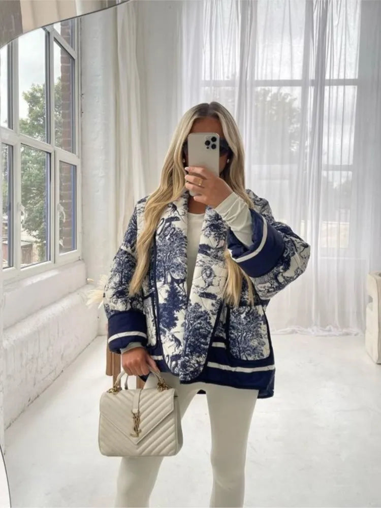 Blouson Oversize Imprimé Artistique | Style Urbain & Allure Mode