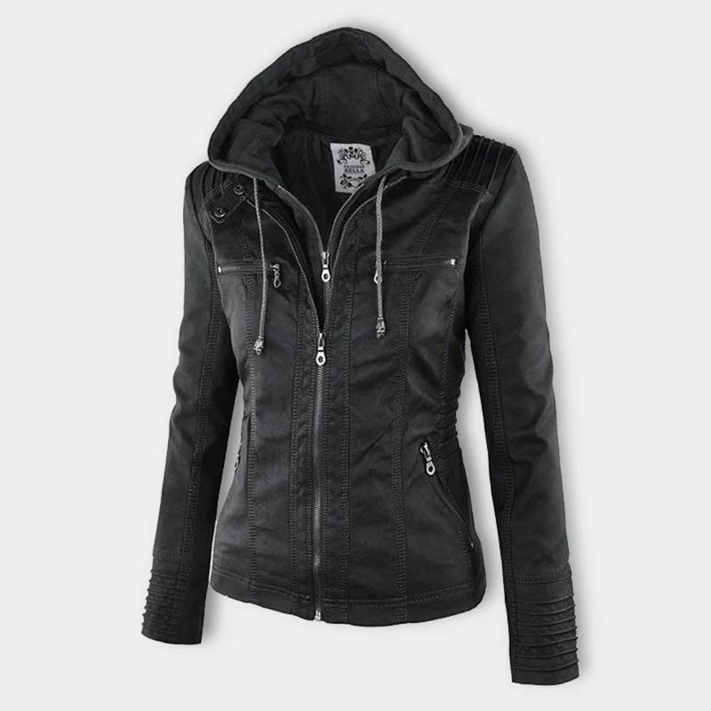 Veste de moto élégante pour femme en cuir