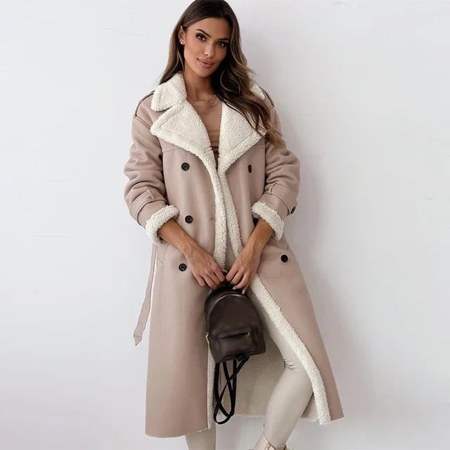 Manteau Long Similicuir & Mouton : Chaleur Élégante Hivernale