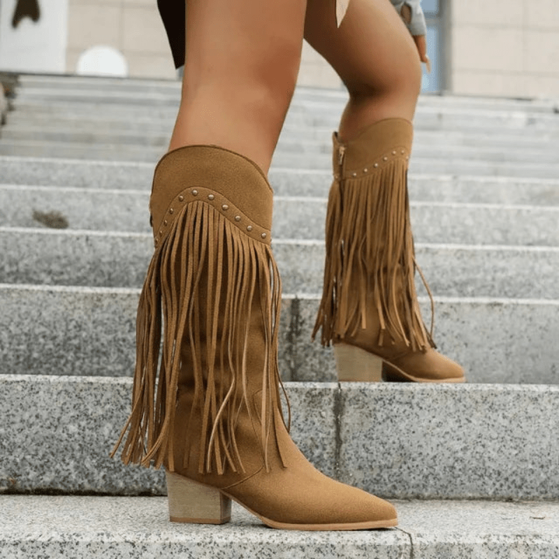 Brigitte | Bottes Cowboy à Franges Femme | Bout Pointu - Looksy