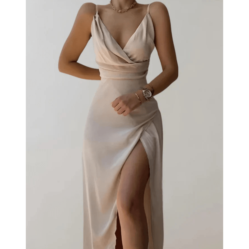 Britta | Robe Longue Évasée Drapée Élégante Femme | Maxi - Looksy