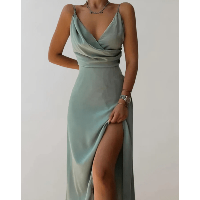 Britta | Robe Longue Évasée Drapée Élégante Femme | Maxi - Looksy