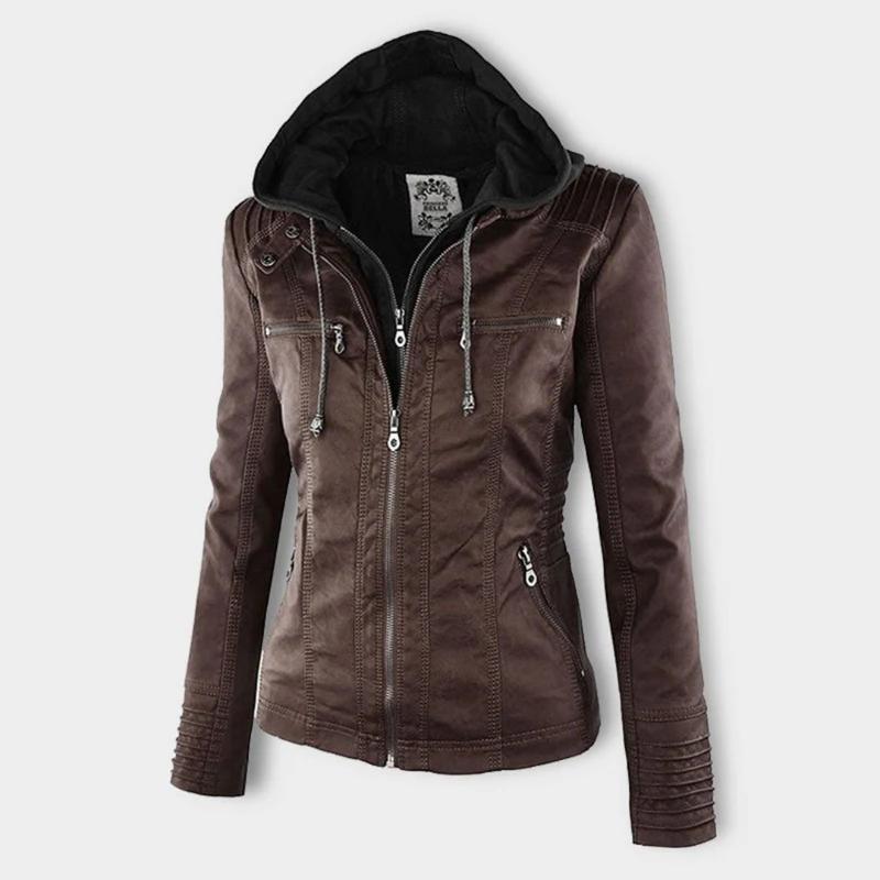 Veste de moto élégante pour femme en cuir