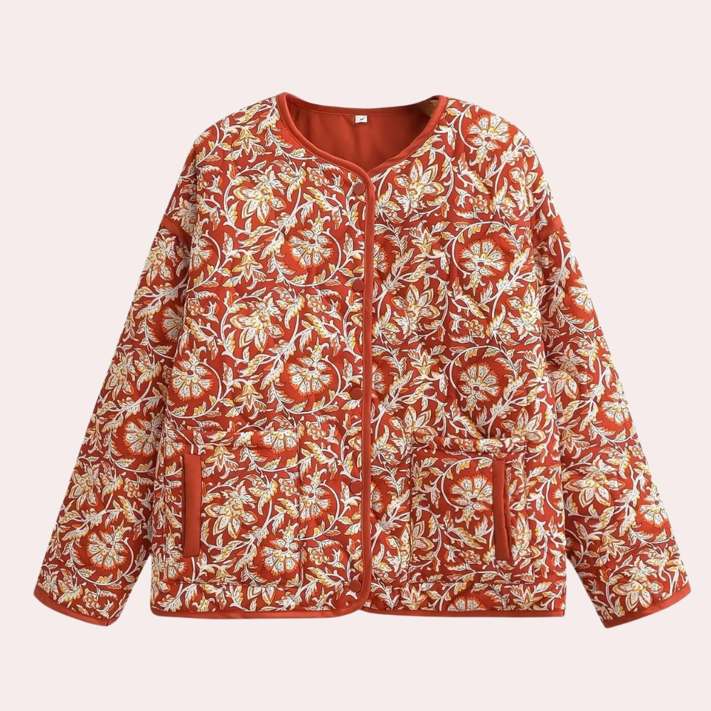 Veste Hiver Femme Fleurs Élégante : Chaleur Stylée AILYNN Rouge