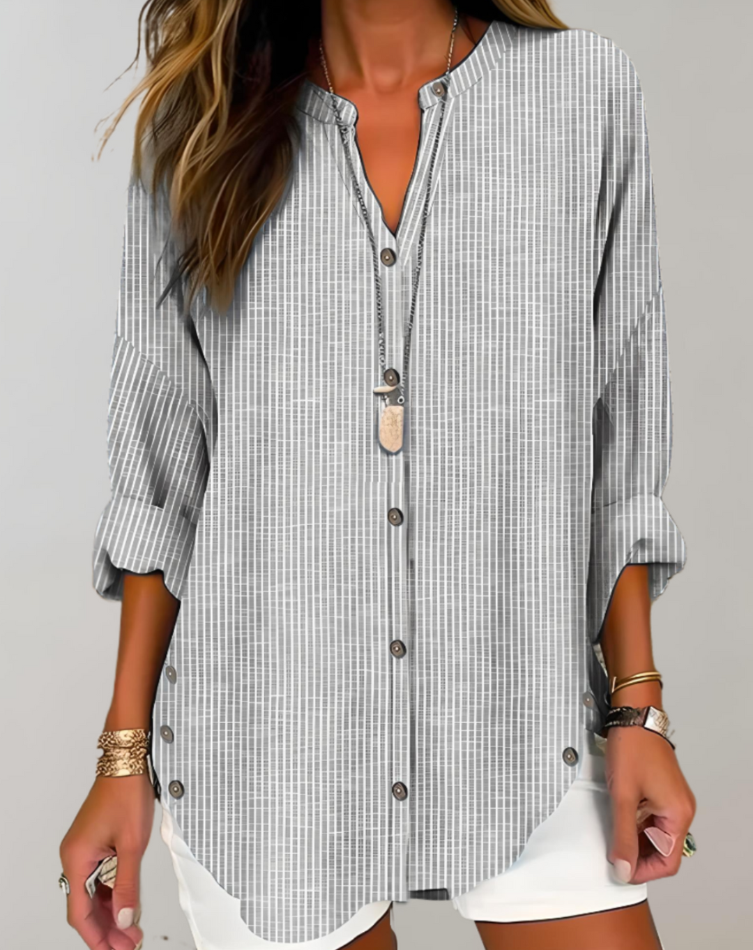 Noa top rayé manches longues col rond – chic et confortable