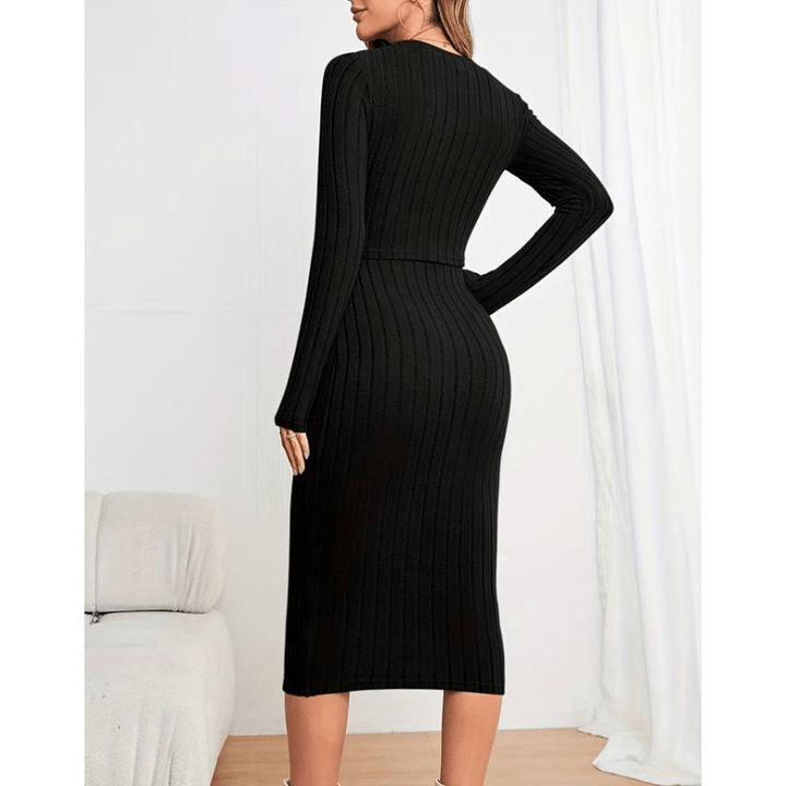 Camilla | Robe Élégante En Maille Côtelée Pour Femme | Ensemble Deux Pièces - Looksy