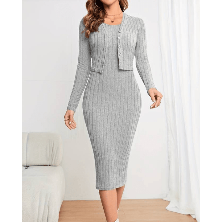 Camilla | Robe Élégante En Maille Côtelée Pour Femme | Ensemble Deux Pièces - Looksy