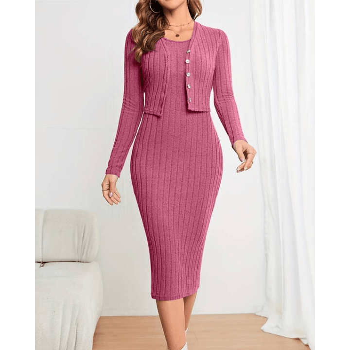 Camilla | Robe Élégante En Maille Côtelée Pour Femme | Ensemble Deux Pièces - Looksy