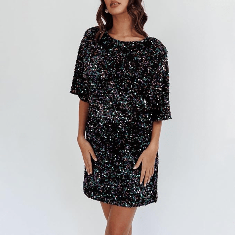 Cécilia | Robe Courte à Paillettes Femme | Soirée ou Fête - Looksy