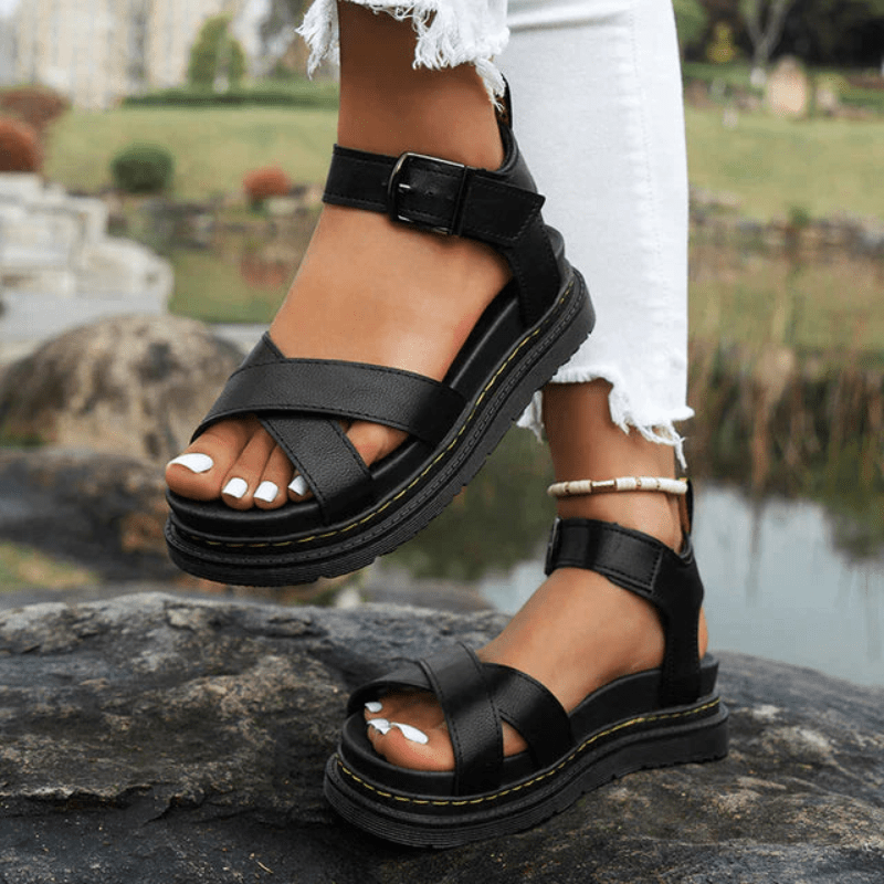 Celandine | Sandales À Boucle Avec Semelle Plateforme Pour Femme | Confort - Looksy