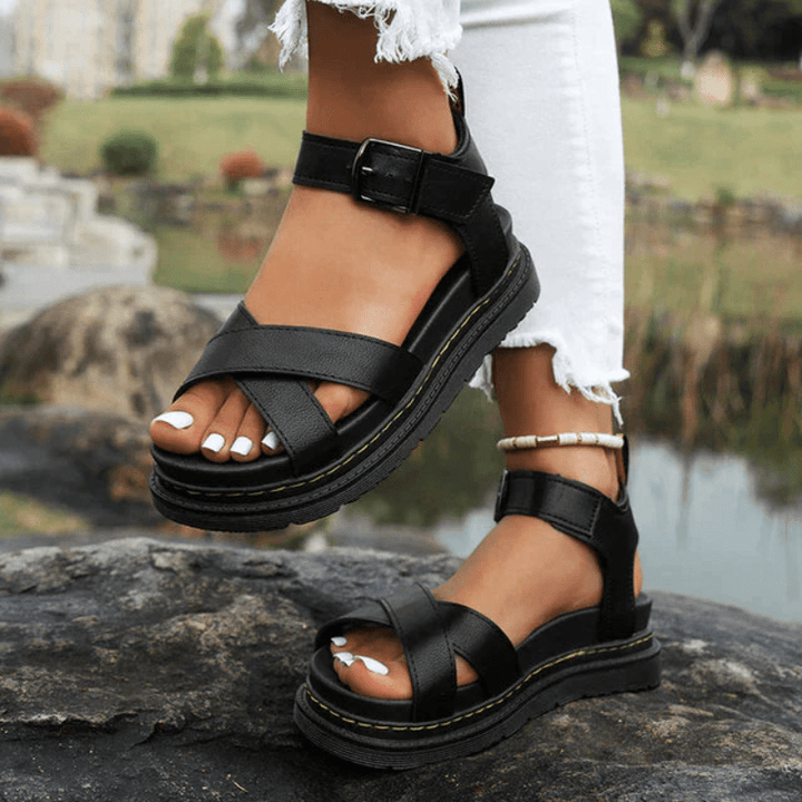 Celandine | Sandales À Boucle Avec Semelle Plateforme Pour Femme | Confort - Looksy