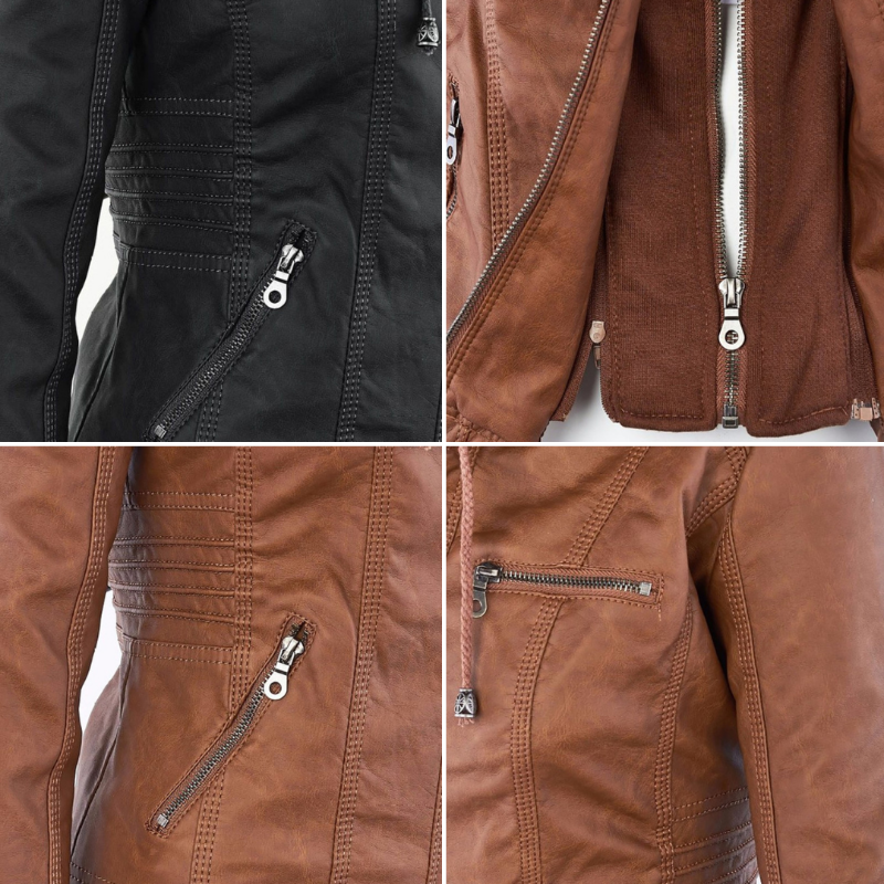 Veste de moto élégante pour femme en cuir