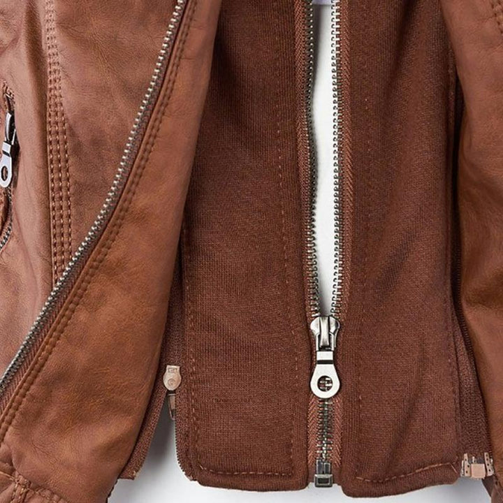 Veste de moto élégante pour femme en cuir