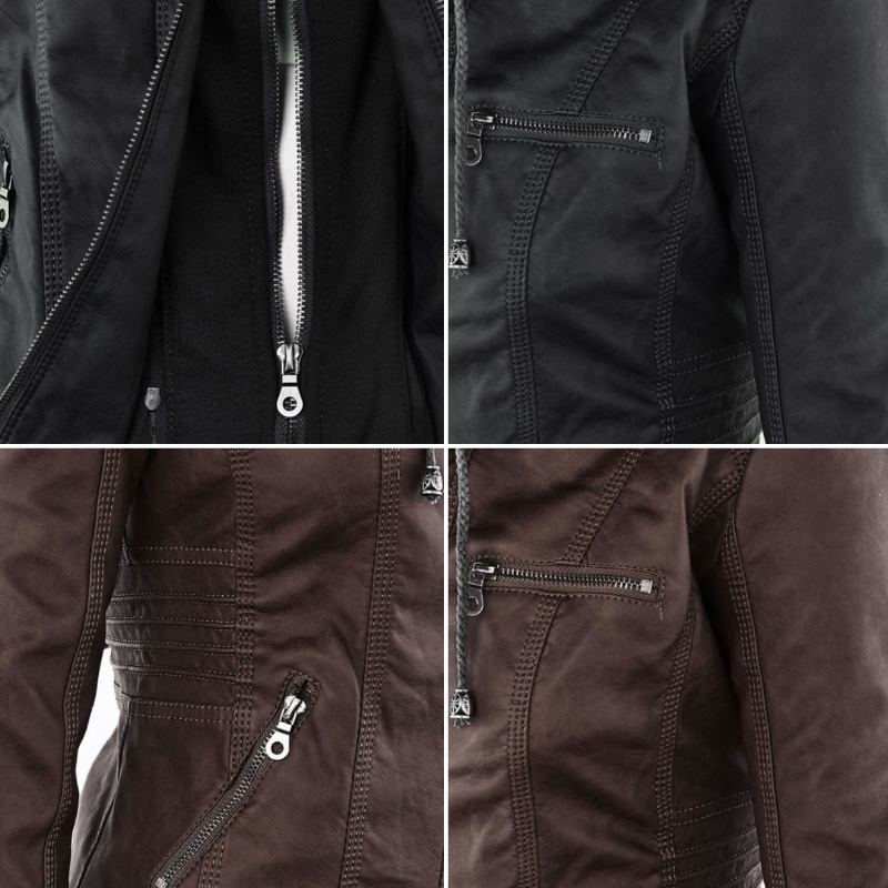 Veste de moto élégante pour femme en cuir