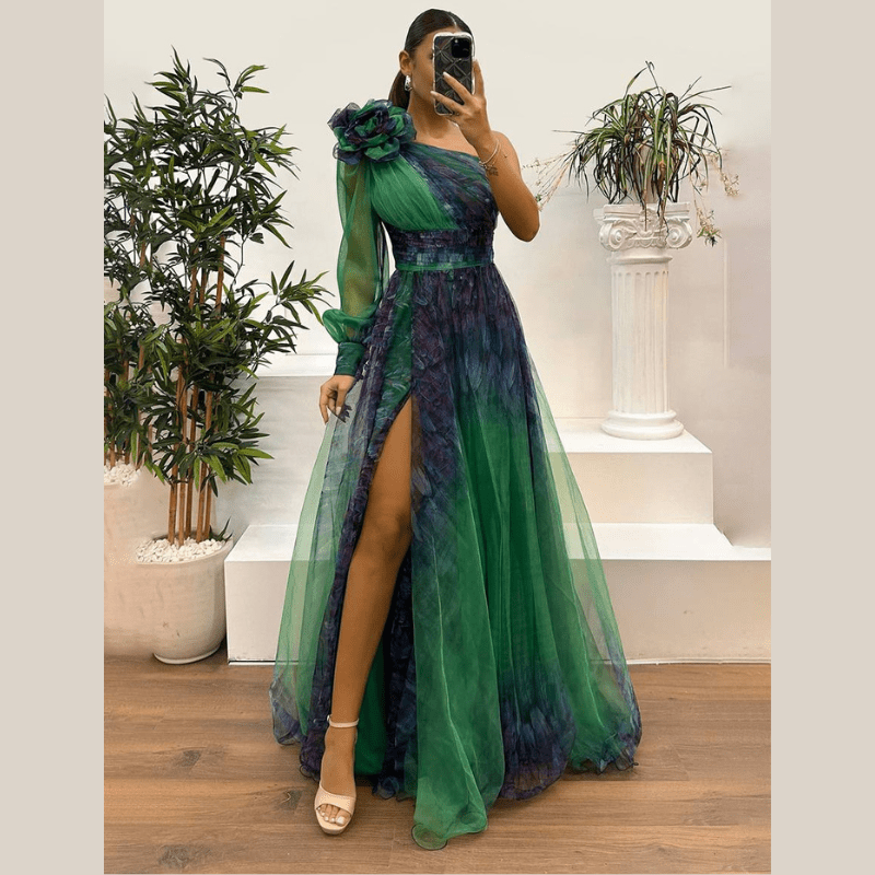 Constanza | Robe de soirée à une épaule pour femme | Maxi - Looksy