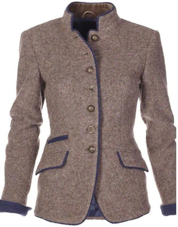 Blazer Chic en Laine Gris - Élégant et Structuré pour Femme