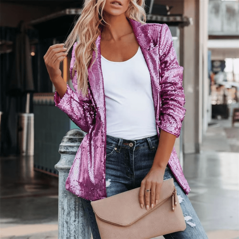 Delphine | Blazer Pailleté Femme | Manches Longues - Looksy