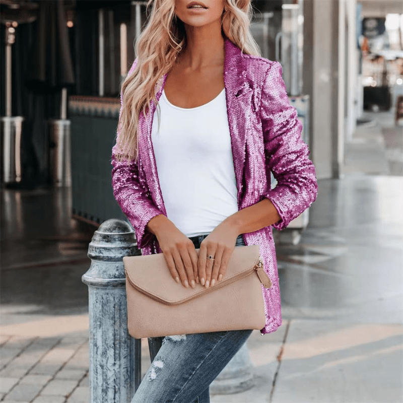 Delphine | Blazer Pailleté Femme | Manches Longues - Looksy