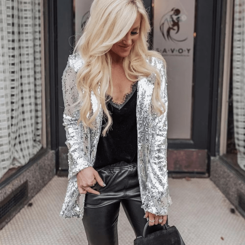 Delphine | Blazer Pailleté Femme | Manches Longues - Looksy