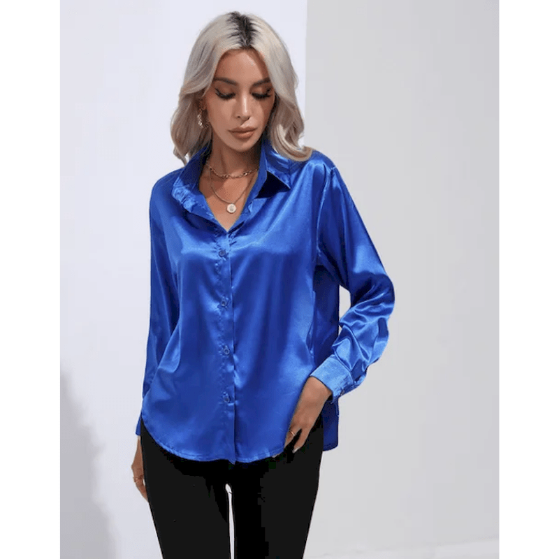 Denisa | Chemise Élégante Brillante Pour Femme | Manches Longues - Looksy