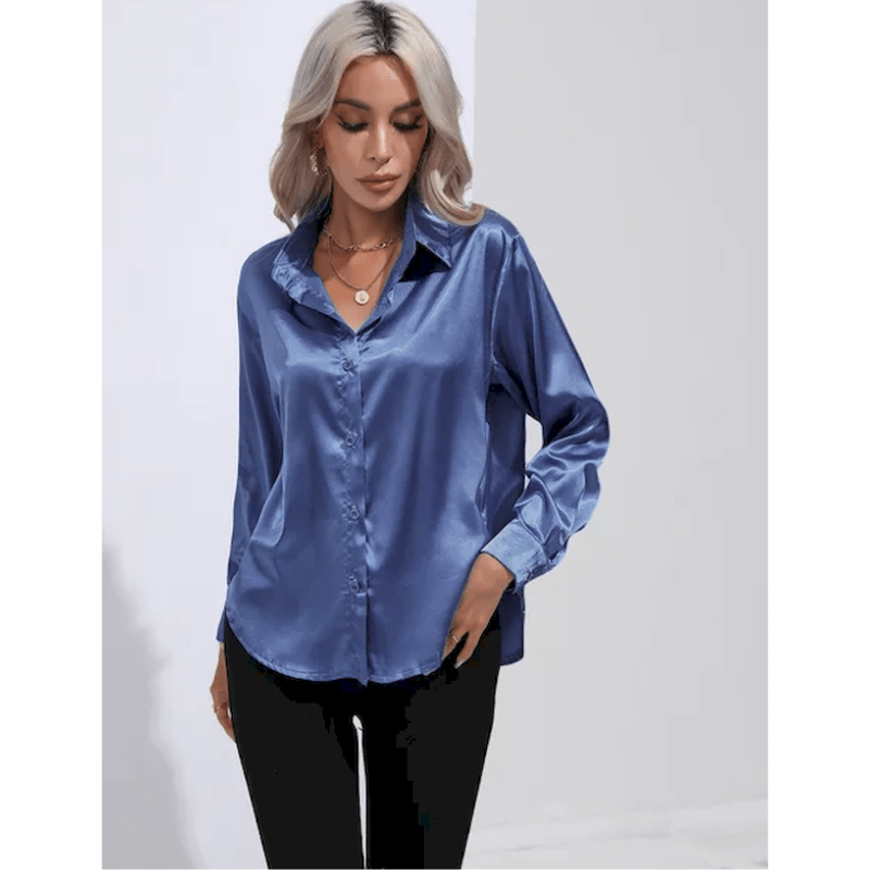 Denisa | Chemise Élégante Brillante Pour Femme | Manches Longues - Looksy
