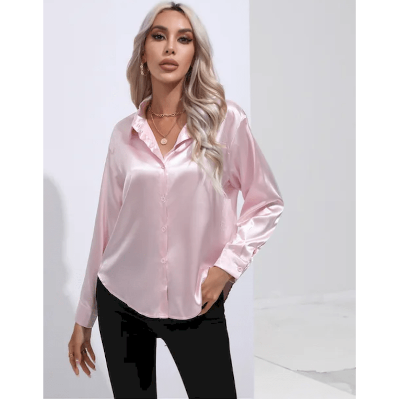 Denisa | Chemise Élégante Brillante Pour Femme | Manches Longues - Looksy