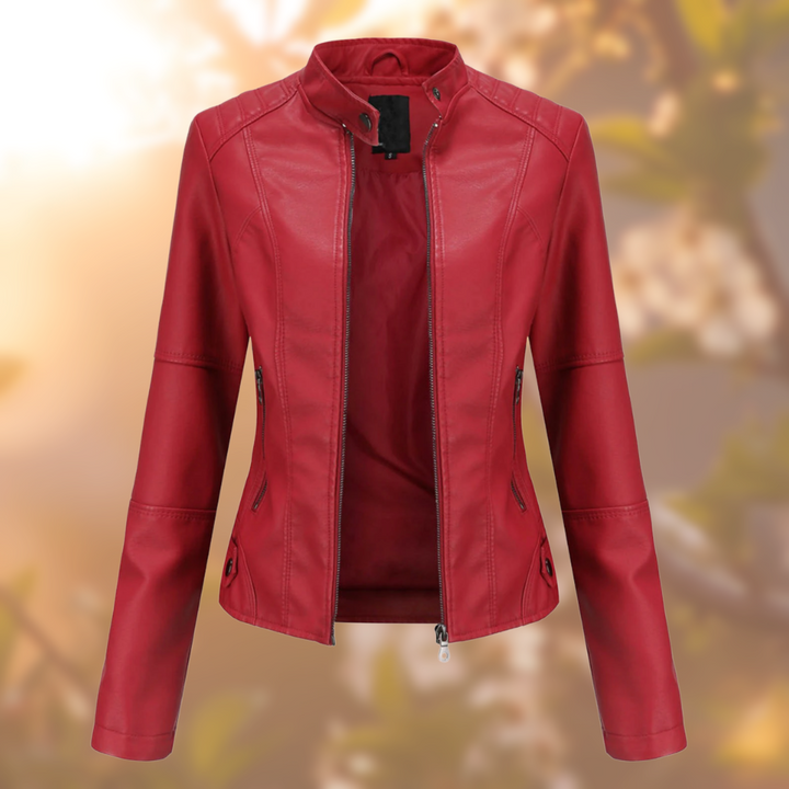 Veste Similicuir Ajustée Rouge : Élégance Audacieuse
