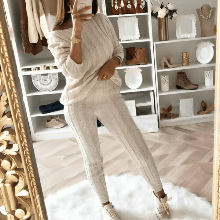 Dorette | Ensemble Décontracté En Maille Torsadée Pour Femme | Deux Pièces - Looksy