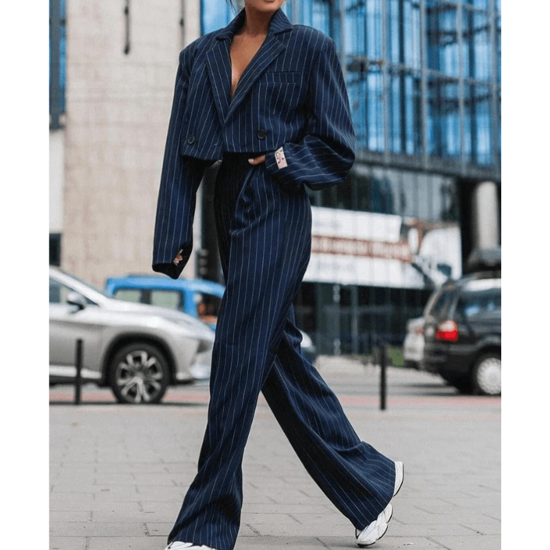 Edwina | Ensemble Élégant à Rayures Pour Femme | Deux Pièces - Looksy