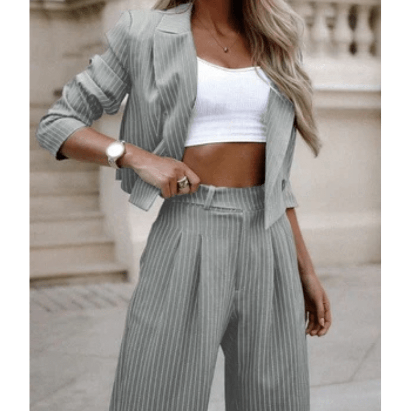 Edwina | Ensemble Élégant à Rayures Pour Femme | Deux Pièces - Looksy