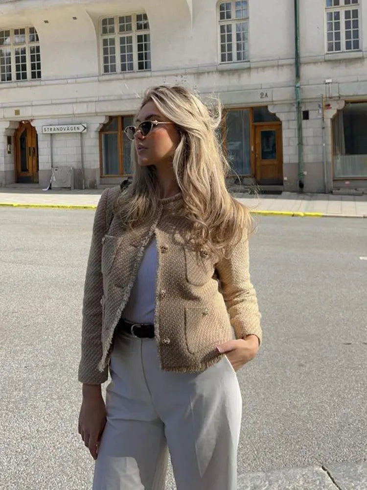 Veste Courte en Tweed Chic Intemporelle - Élégance Parisienne