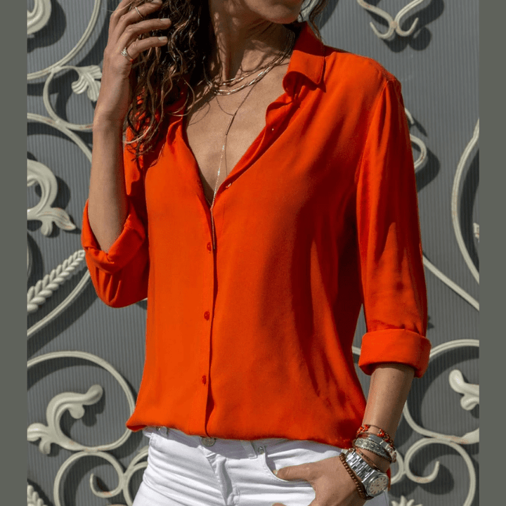 Élina | Chemisier Chic Classique Femme | Boutonné - Looksy