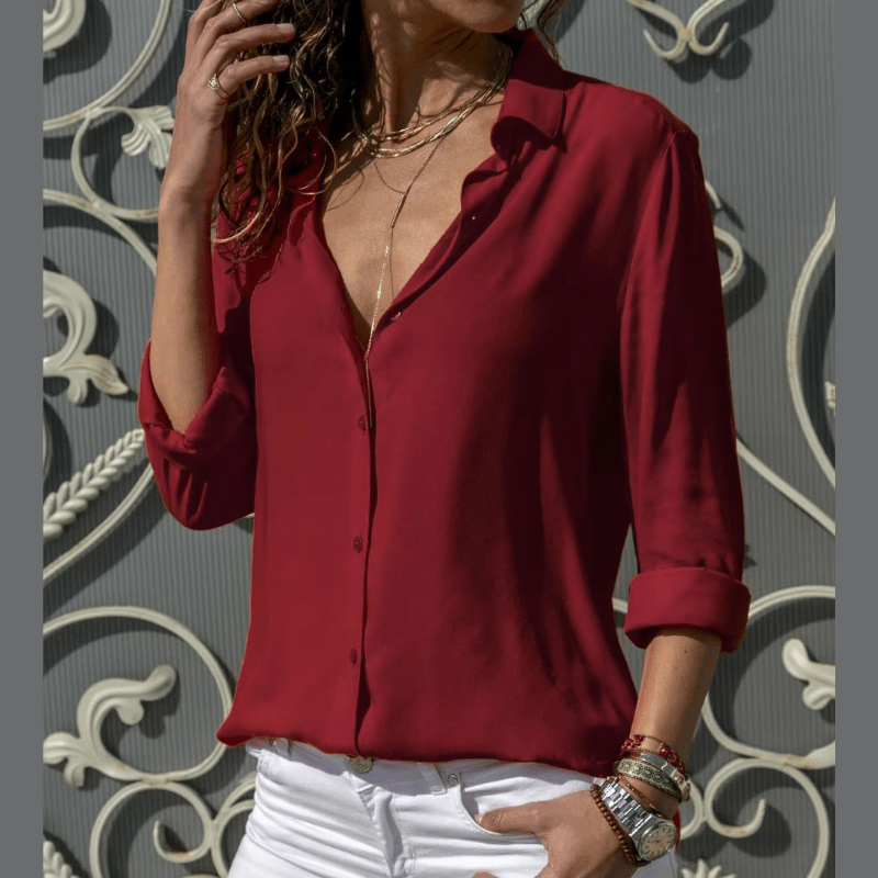 Élina | Chemisier Chic Classique Femme | Boutonné - Looksy