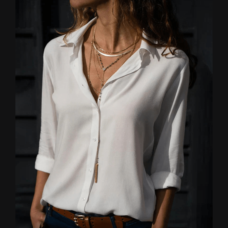 Élina | Chemisier Chic Classique Femme | Boutonné - Looksy