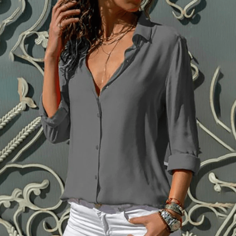 Élina | Chemisier Chic Classique Femme | Boutonné - Looksy