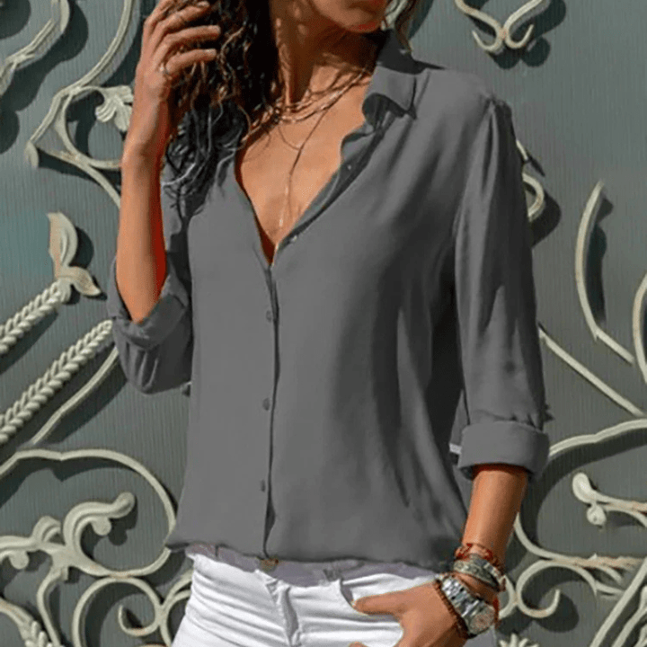 Élina | Chemisier Chic Classique Femme | Boutonné - Looksy