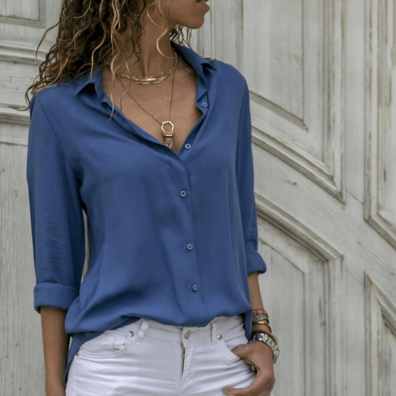 Élina | Chemisier Chic Classique Femme | Boutonné - Looksy