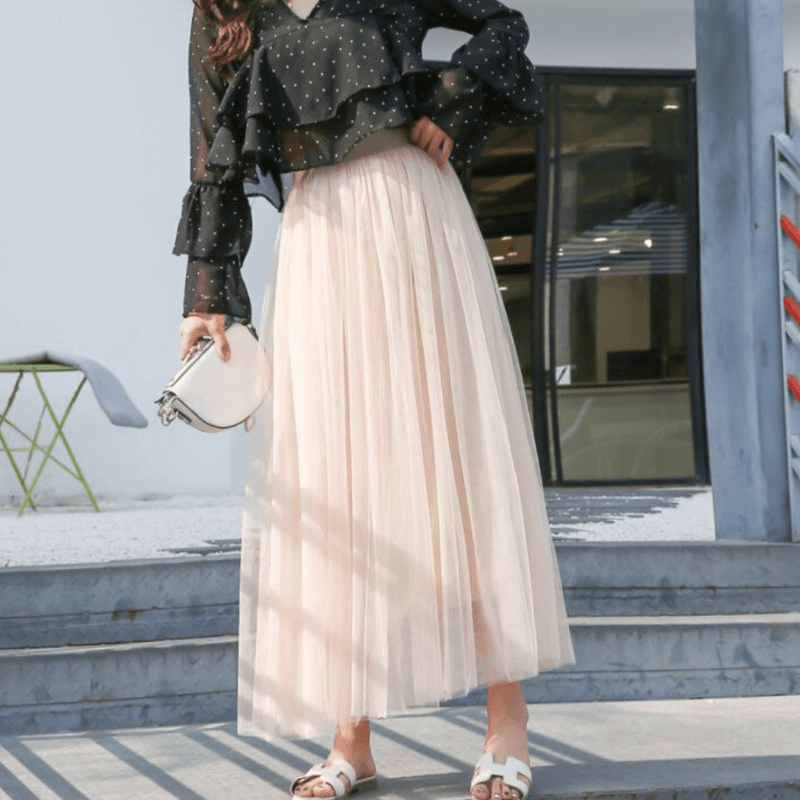Enora | Jupe Longue Fluide Femme | Taille Haute - Looksy