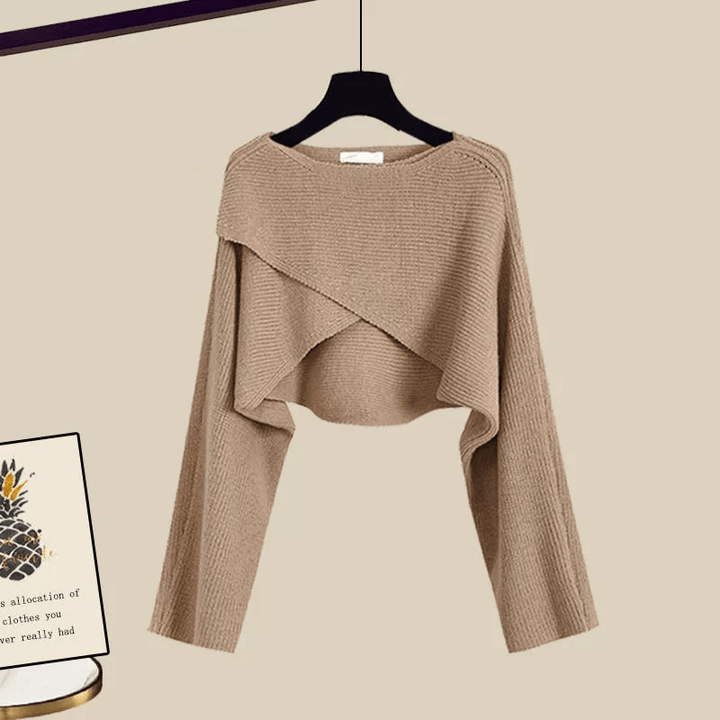 Estelle | Ensemble Chic Femme avec Pantalon Évasé, Blouse et Pull | Trois Pièces - Looksy