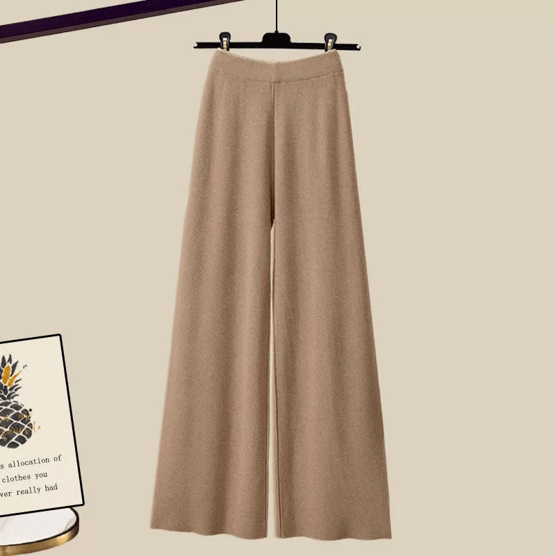 Estelle | Ensemble Chic Femme avec Pantalon Évasé, Blouse et Pull | Trois Pièces - Looksy