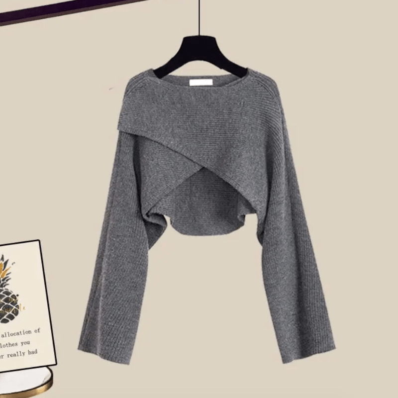 Estelle | Ensemble Chic Femme avec Pantalon Évasé, Blouse et Pull | Trois Pièces - Looksy