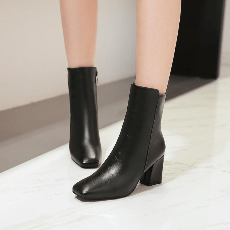 Fabiola | Bottines À Talons Carrés Élégantes Pour Femme | Fermeture Éclair - Looksy
